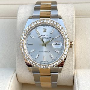 Rolex Datejust 41mm Full Set 2023 UNWORN Diamanten 126333 Diamond Stahl Gold