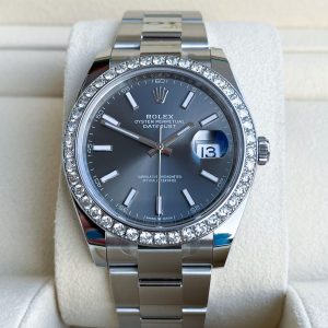 Rolex Datejust 41mm Full Set 2023 UNWORN Rhodium 126300 Diamanten Diamond Bezel