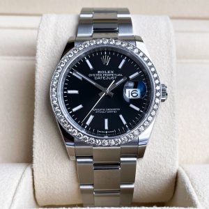 Rolex Datejust 36mm Full Set 2023 UNWORN Diamanten 126200 Schwarz Diamond Bezel