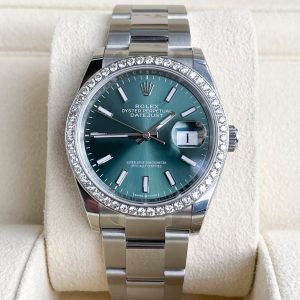 Rolex Datejust 36mm Full Set 2023 UNWORN Diamanten 126200 Mint Green Diamond Bezel