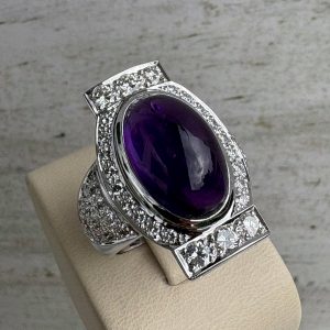 Goldring mit 1,8 ct Diamanten und Turmalin 18k 750 Weißgold Ring Damen