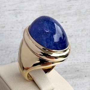 Goldring 18k 750 Gold Ring mit ca. 35 Karat Saphir Blau Damenring