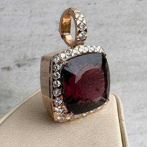 Anhänger 18k 750 Gold mit Diamanten und Turmalin 11 ct. Rosegold Damen