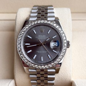 Rolex Datejust 41mm Full Set 2024 UNWORN Rhodium 126300 Diamanten Diamond Bezel