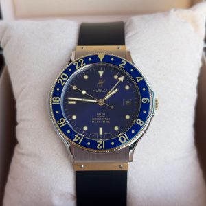 Hublot MDM Greenwich Mean Time 36mm Ref: 1572.2 Blau Stahl/Gold Quarz