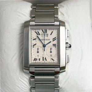 Cartier Tank Française Chronoflex 2653 mit Box 28mm W51025Q4 Quarz