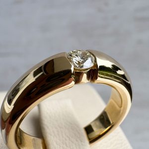 Goldring 18k 750 mit Diamanten 0,25 ct Gelbgold 17,5 mm Damen Ring