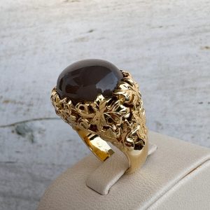 Gelbgold Ring mit Mondstein 18k 750 Gelbgold 17,5 mm Ring Damen