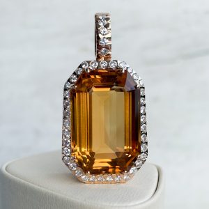 Anhänger 18k 750 Gold mit Diamanten 1,42 ct und Citrin Stein 25 ct. Gelb Damen