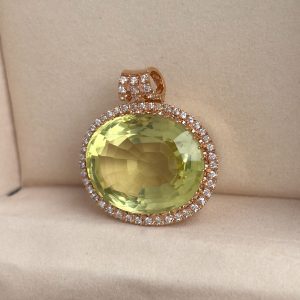 Anhänger 18k 750 Gold mit Diamanten 0,56 ct und Lemon Citrin Stein 22 ct. Zitronen gelb Damen