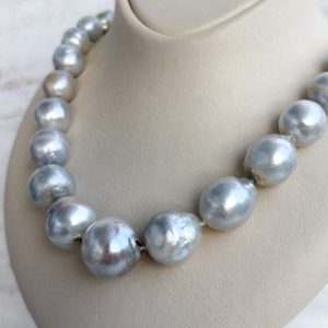 Perlen Kette Südsee Barock 18k 750 Gelbgold 43 cm Damen Schmuck