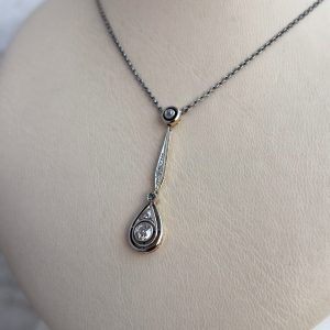 Weißgold Collier Kette mit Anhänger 46 cm 14k 585 Gold mit Diamanten 0,25 ct. Damen