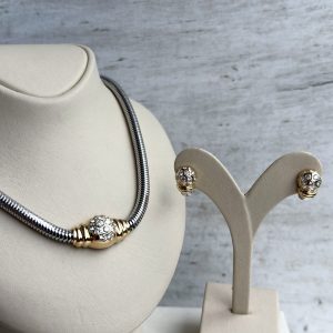 Schmuckset Belting Collier mit Ohrringe Kollektion Golf Set 3,25 ct. Diamanten 46 Stk. 18k Gold Damen Schmuck