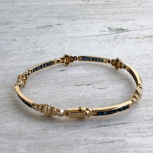 Armband Gelbgold 18k 750 mit Diamanten 0,4 ct. und Saphir Damen Schmuck