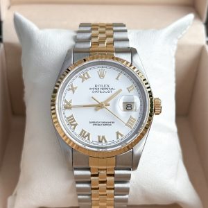 Rolex Datejust 36 mm 16233 aus 1993 Stahl/Gold Roman Dial Weiß Herrenuhr