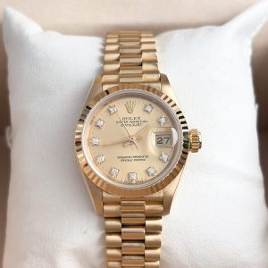 Rolex Lady-Datejust 26mm 18K Gold mit Box und Papiere Factory Dial Full Set 69178 LC 100 Damenuhr