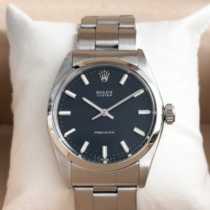 Rolex Oyster Precision 34 mm Black Dial aus 1981 Handaufzug 6422 Stahl Black Dial Herrenuhr