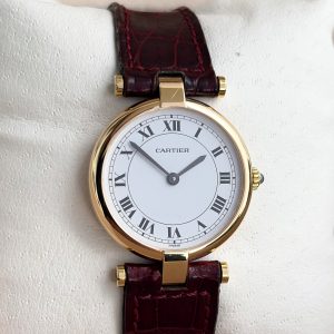 Cartier Vendome 18k Gold Paris 24mm mit Box 81002 Quarz Damenuhr