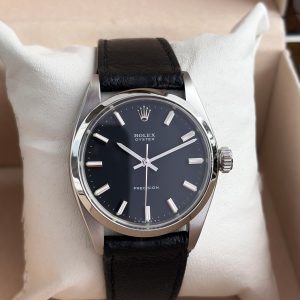Rolex Oyster Precision 34 mm Black Dial aus 1981 Handaufzug 6422 Stahl Black Dial Herrenuhr