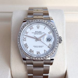 Rolex Datejust 36mm Weiß Full Set 2025 UNWORN Diamanten 126200 Diamond Bezel Iced