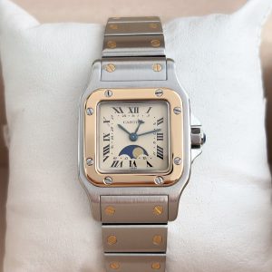 Cartier Santos Galbee Moonphase Stahl/Gold 18k Quarz 24mm Ref:1199 Damenuhr