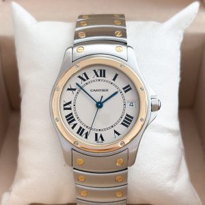 Cartier Santos Ronde Stahl / Gold 1910 Automatik 34mm Damenuhr