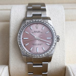 Rolex Oyster Perpetual 34 mm Pink Medium Full Set 2025 UNWORN 124200 Diamond Bezel