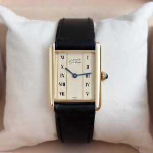 Cartier Tank Vermeil 23 mm LM Ref: 590005 Quarz Silber Vergoldet Damenuhr