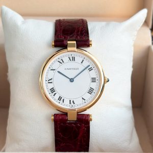 Cartier Vendome 18k Gold Quarz 81001 mit Papiere LM 30mm Damenuhr