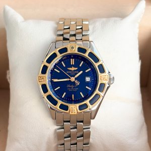 Breitling Lady J 32mm Stahl / Gold Blau D52065 Quarz 200m Damenuhr